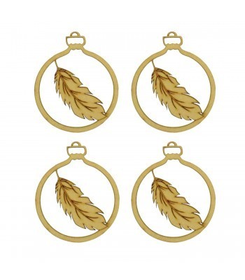Laser Cut Feather Christmas Bauble - 4 Pack